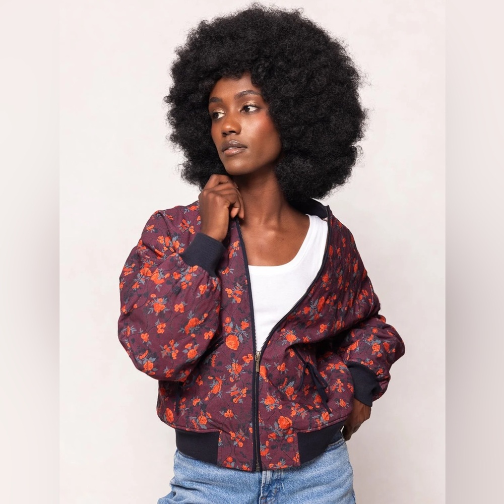 M NWT Ivy City Co Bomber Valerie Jacket in Marigold Floral